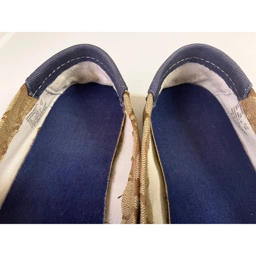 Coach Margret Navy Canvas Signature Monogram Espadrille Flats Womens 10B Q4052